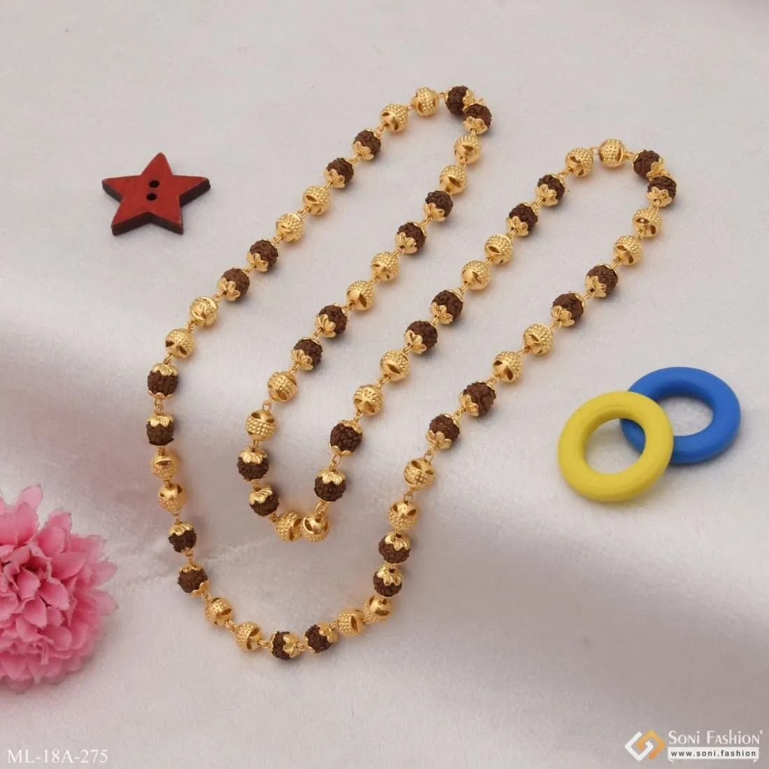 1 Gram Gold Forming Expensive-Looking Design High-Quality Mala for Men - Style A275