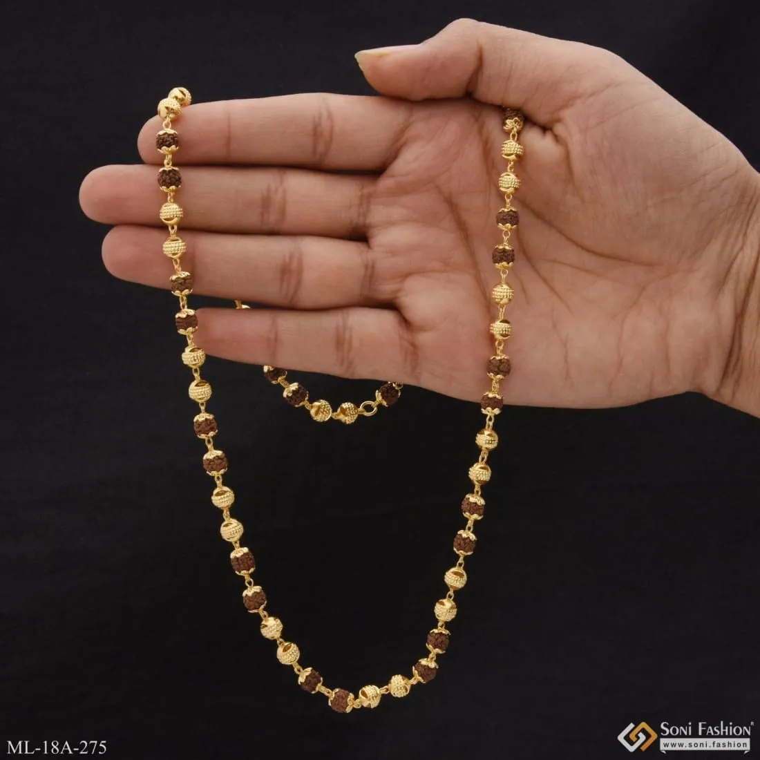 1 Gram Gold Forming Expensive-Looking Design High-Quality Mala for Men - Style A275