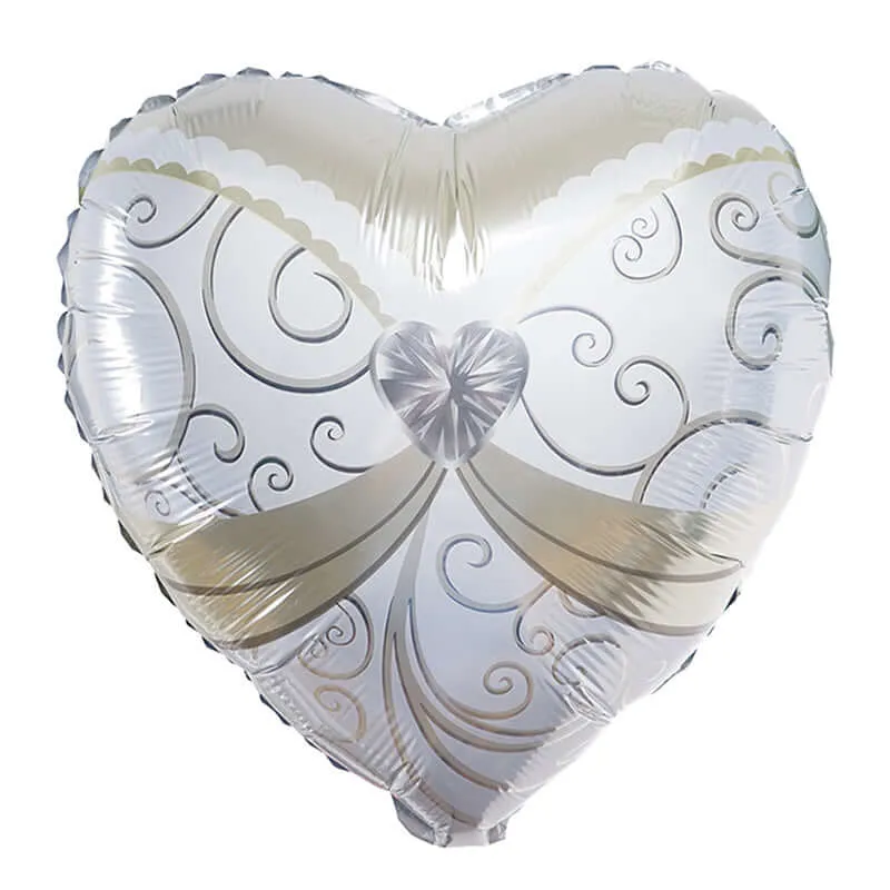 1 Pair 20" Heart Shaped Bride and Groom Mylar Foil Helium Air Balloons