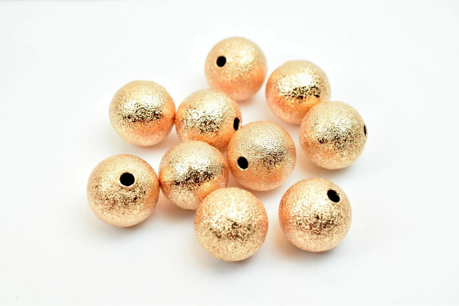 10mm Rose Gold Stardust Beads - Elegant Rose Gold Filled Look, Round Ball Spacers for Jewelry Making