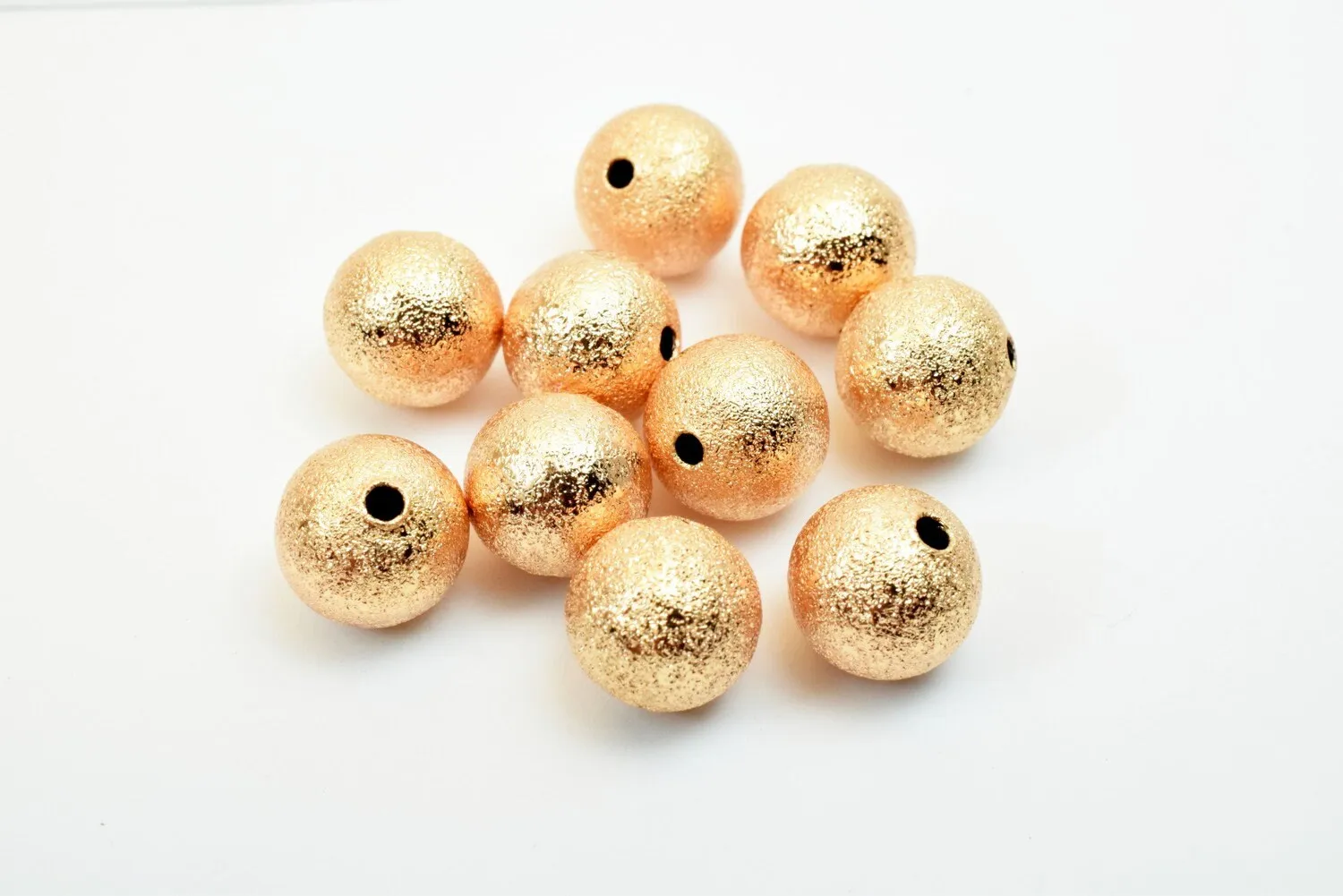 10mm Rose Gold Stardust Beads - Elegant Rose Gold Filled Look, Round Ball Spacers for Jewelry Making