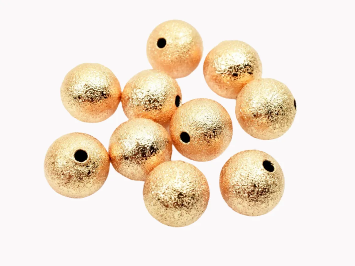 10mm Rose Gold Stardust Beads - Elegant Rose Gold Filled Look, Round Ball Spacers for Jewelry Making