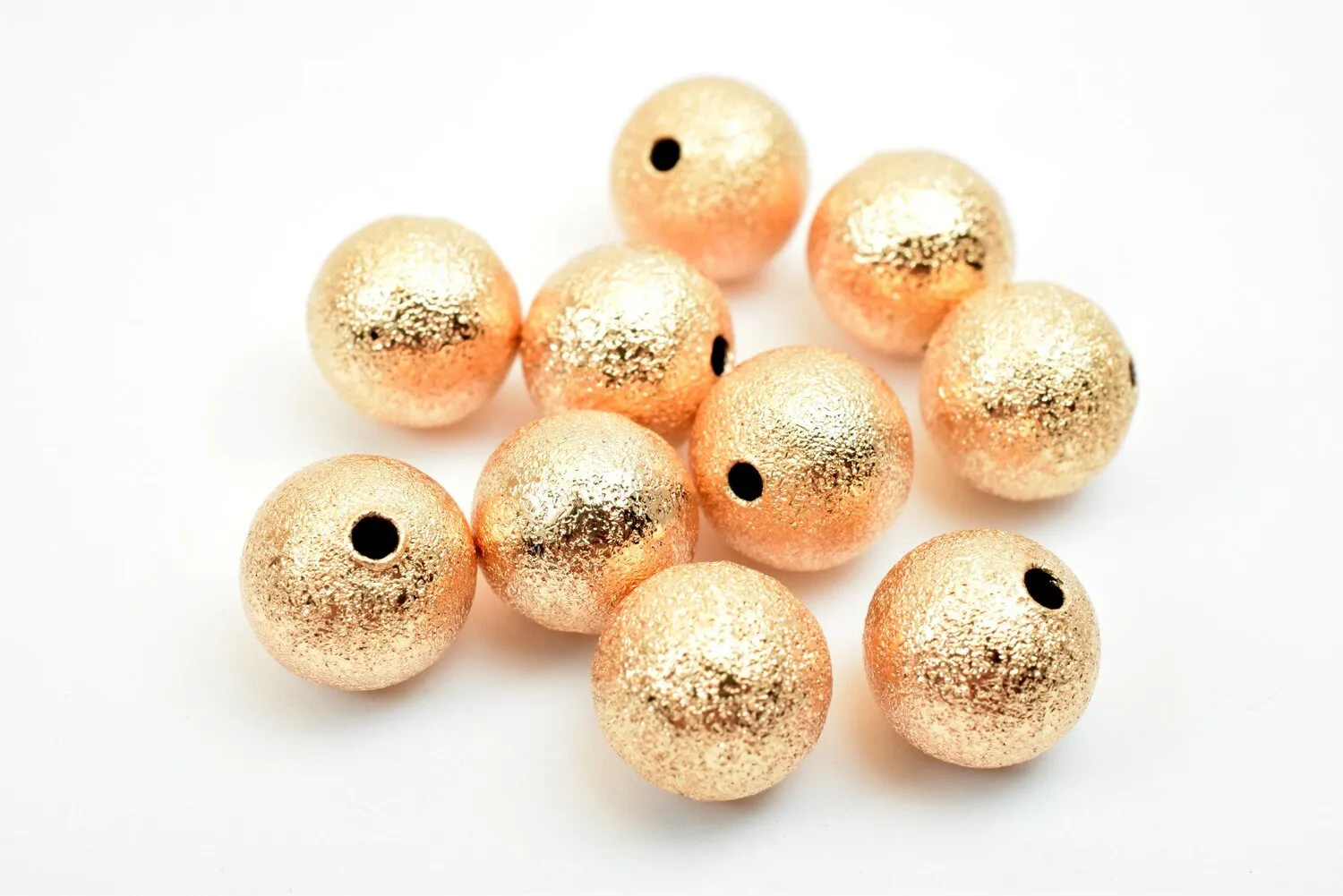 10mm Rose Gold Stardust Beads - Elegant Rose Gold Filled Look, Round Ball Spacers for Jewelry Making