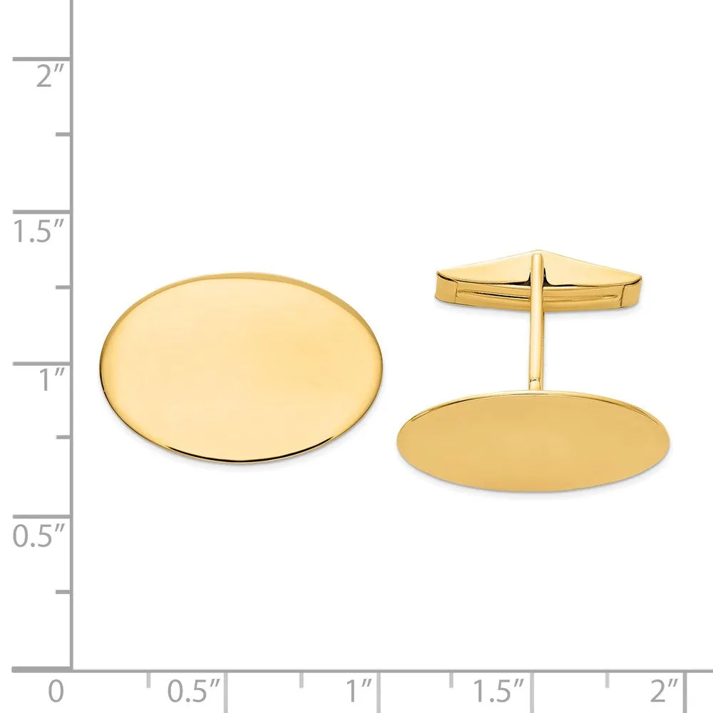 14k Real Gold Men's Oval Cuff Links