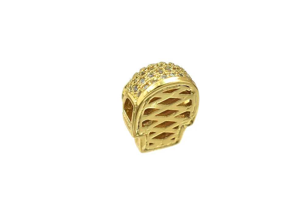 18K Gold Filled Look, CZ Skull Spacer Beads, Micro Pave Rhinestone Beads in 3 Colors for Edgy Jewelry Design