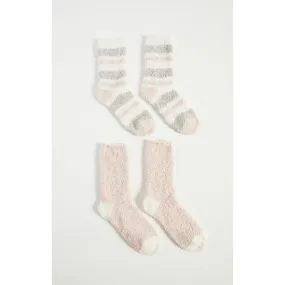 2 Pack Plush Socks in Vintage Pink