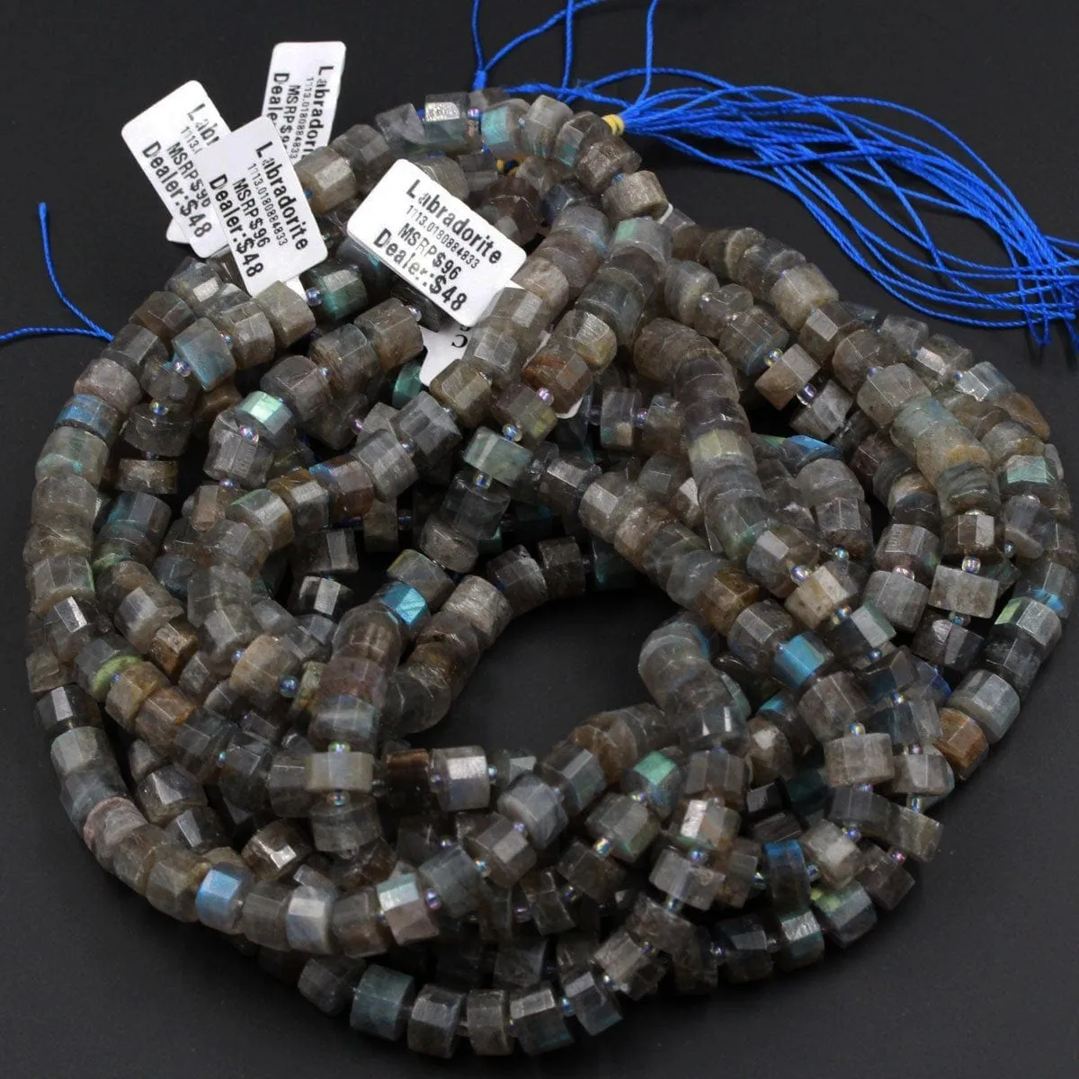 AAA Faceted Labradorite Rondelle Beads Flashy Natural Rainbow Fire Faceted 10mm 12mm Wheel Cylinder Rondelle Beads 16" Strand