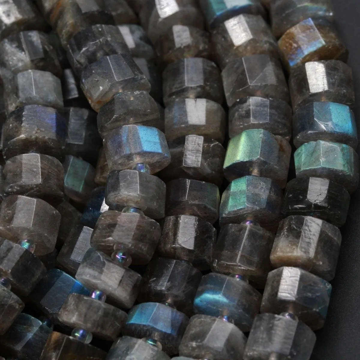 AAA Faceted Labradorite Rondelle Beads Flashy Natural Rainbow Fire Faceted 10mm 12mm Wheel Cylinder Rondelle Beads 16" Strand