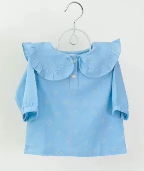 Adorable sky blue frill tops, 100% cotton for babies and toddlers (0 months - 5 years)