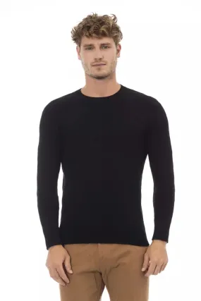 Alpha Studio Black Viscose Men Men's Sweater