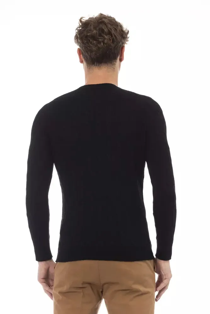 Alpha Studio Black Viscose Men Men's Sweater