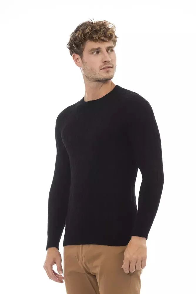 Alpha Studio Black Viscose Men Men's Sweater