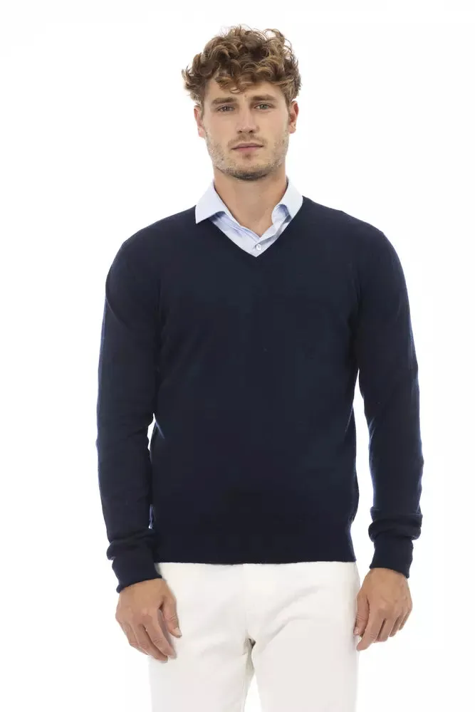 Alpha Studio Blue Wool Men Men's Sweater