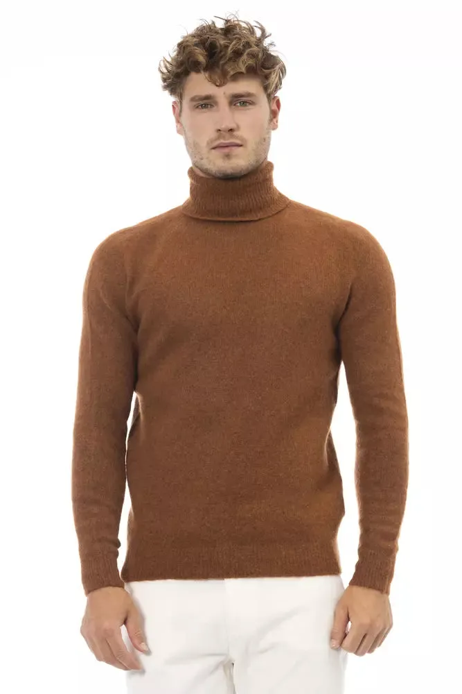 Alpha Studio Brown Alpaca Men Men's Sweater