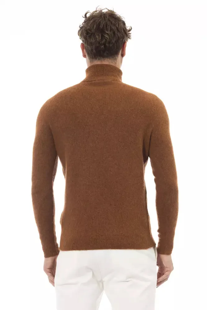 Alpha Studio Brown Alpaca Men Men's Sweater