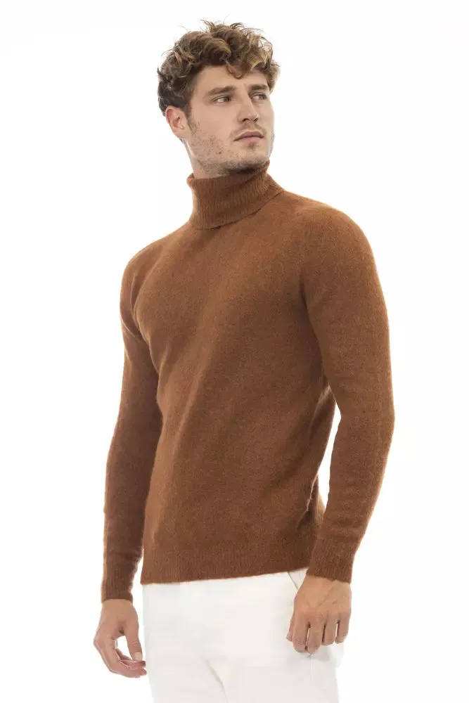 Alpha Studio Brown Alpaca Men Men's Sweater