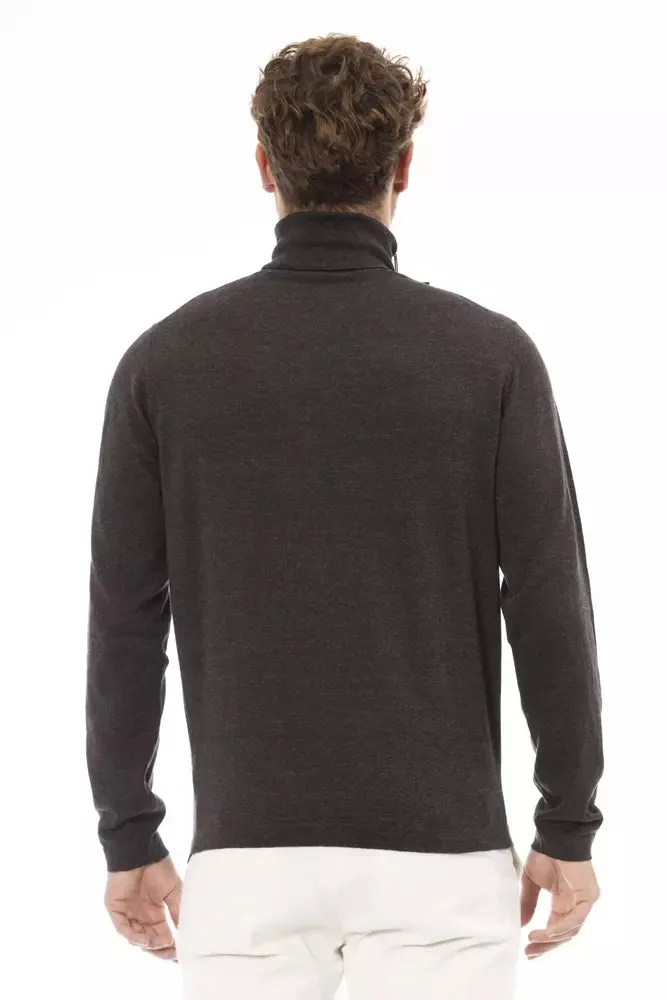 Alpha Studio Brown Cotton Men Men's Sweater