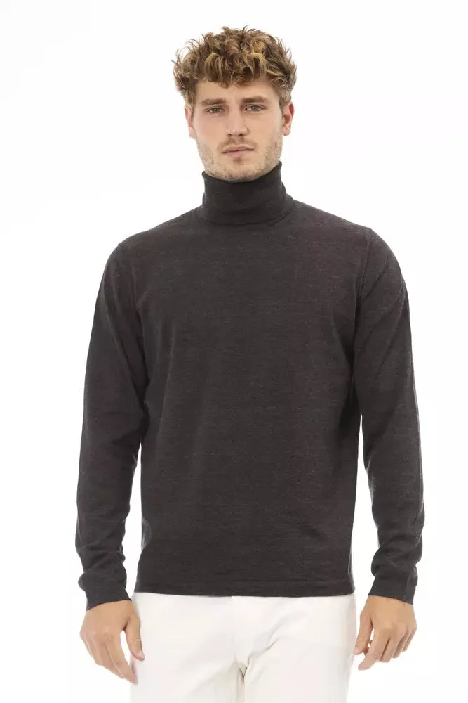 Alpha Studio Brown Cotton Men Men's Sweater