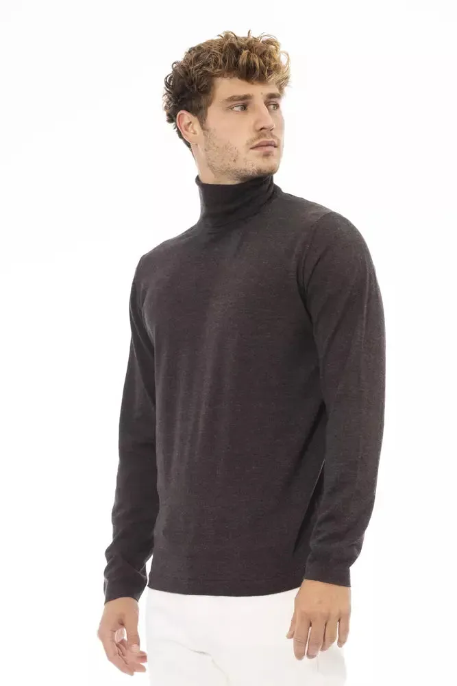 Alpha Studio Brown Cotton Men Men's Sweater