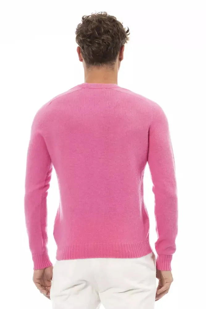 Alpha Studio Pink Wool Men Men's Sweater