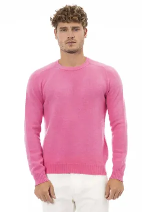 Alpha Studio Pink Wool Men Men's Sweater