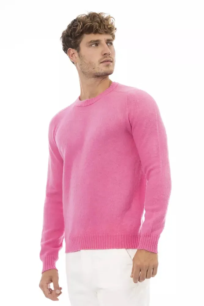 Alpha Studio Pink Wool Men Men's Sweater