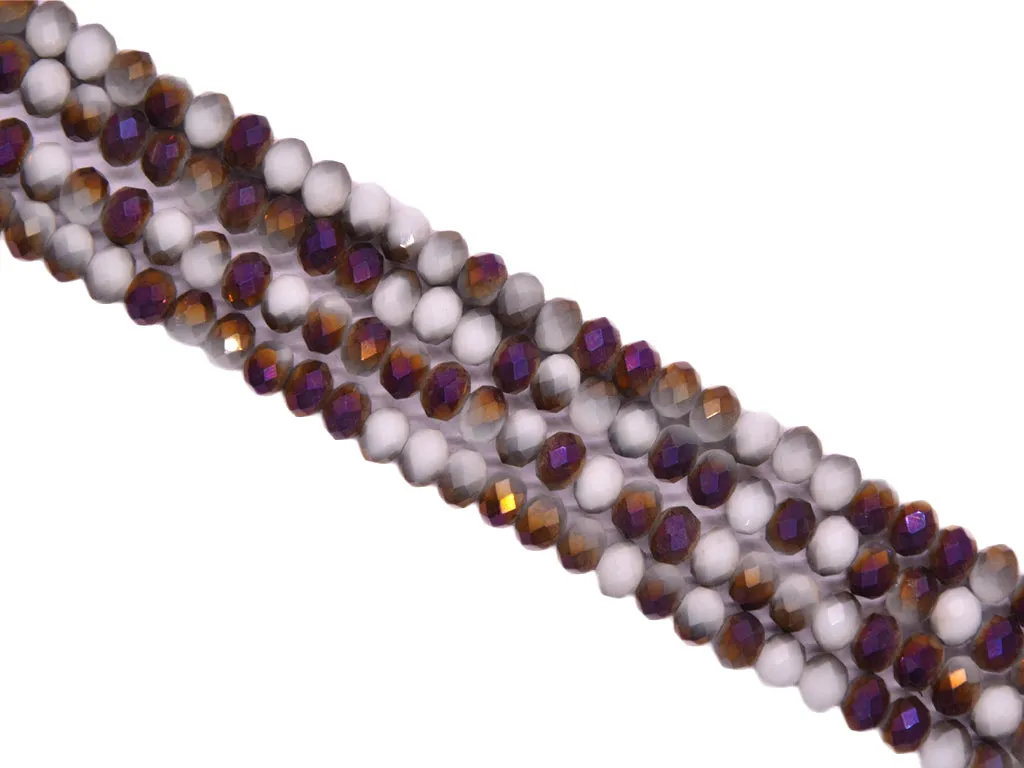 Amethyst Purple and White Double Tone Crystal Beads (Wholesale)