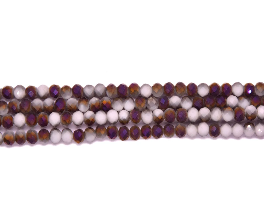 Amethyst Purple and White Double Tone Crystal Beads (Wholesale)