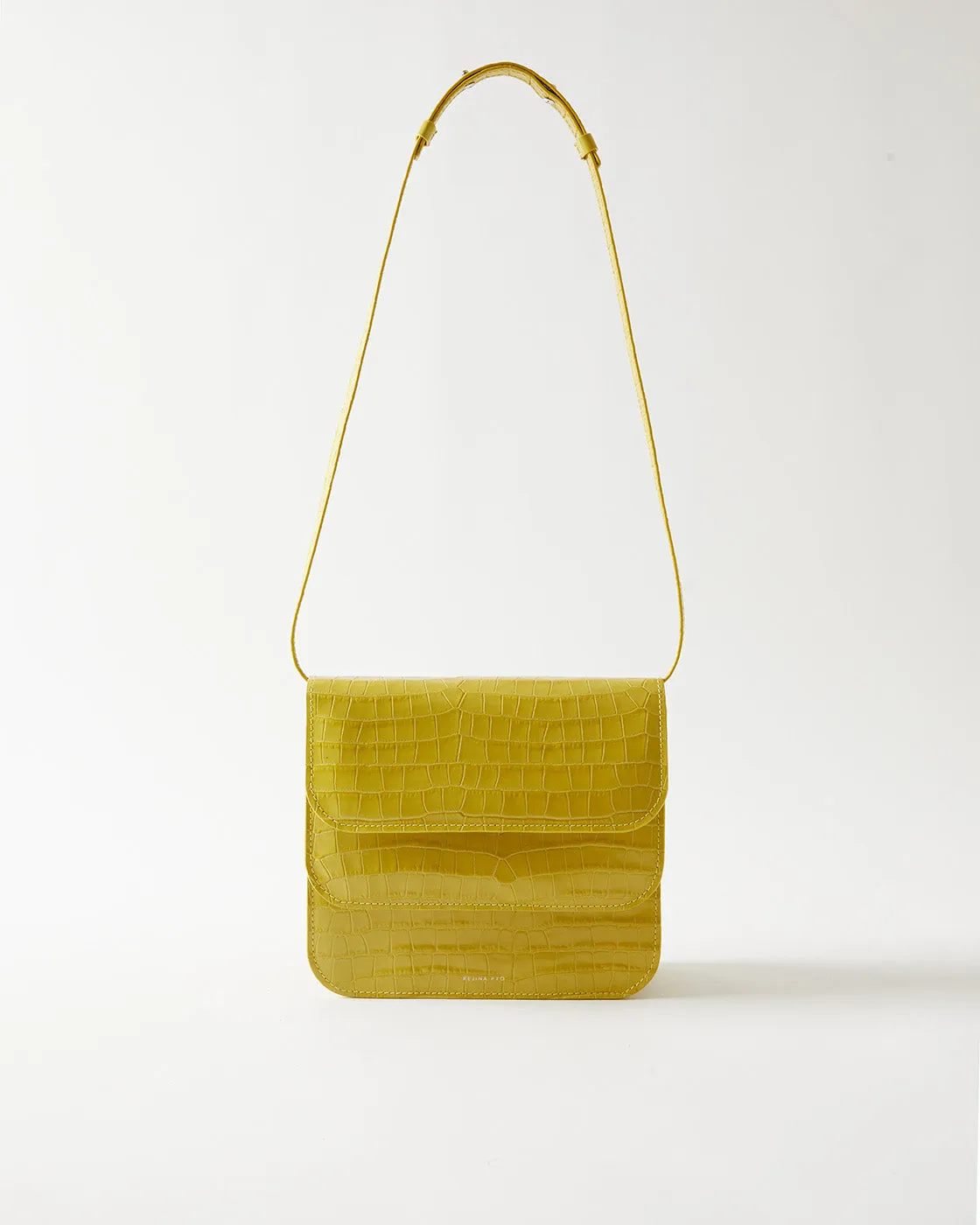 Ana Bag Leather Emboss Croc Yellow