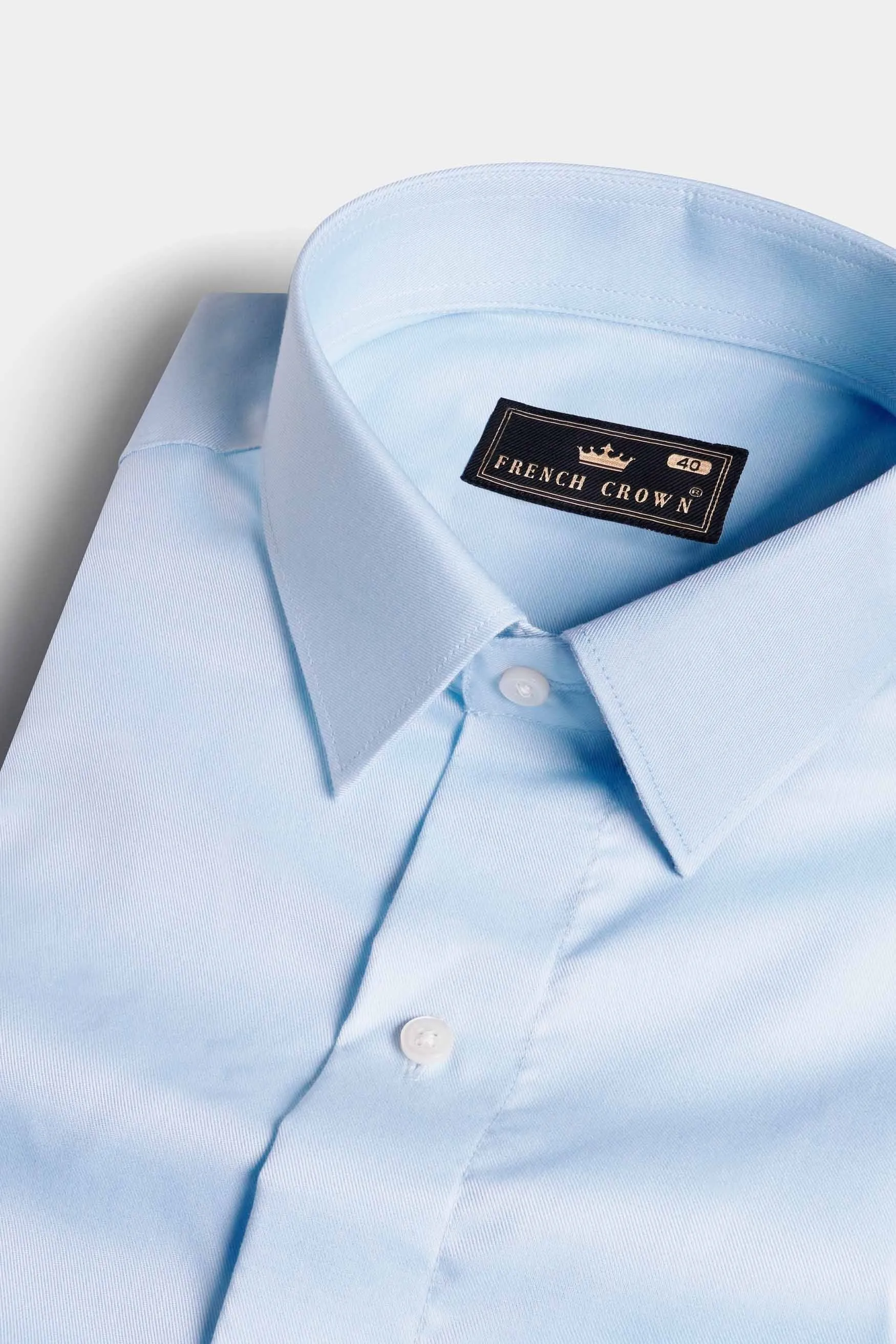 Aqua Blue Twill Premium Cotton Shirt