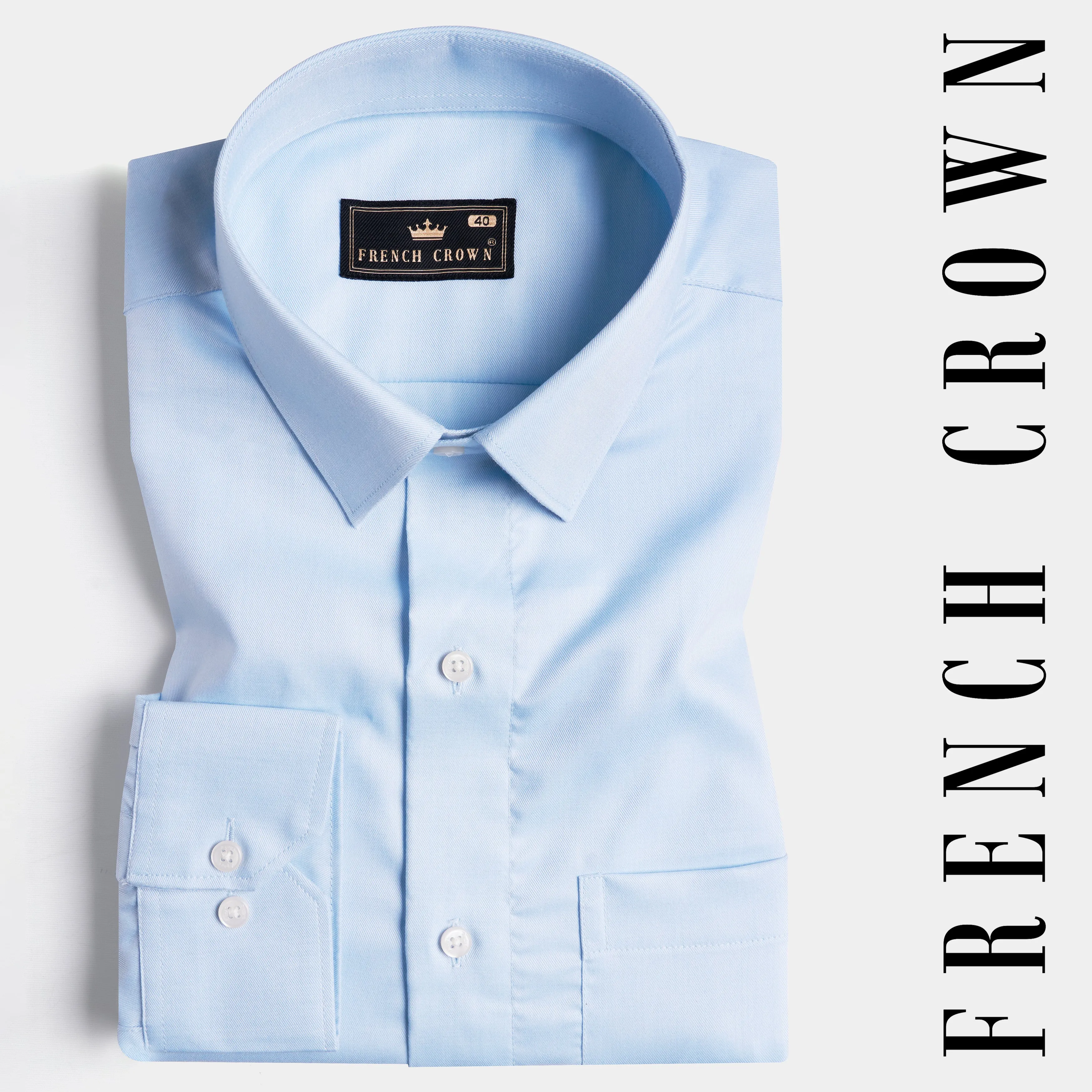 Aqua Blue Twill Premium Cotton Shirt