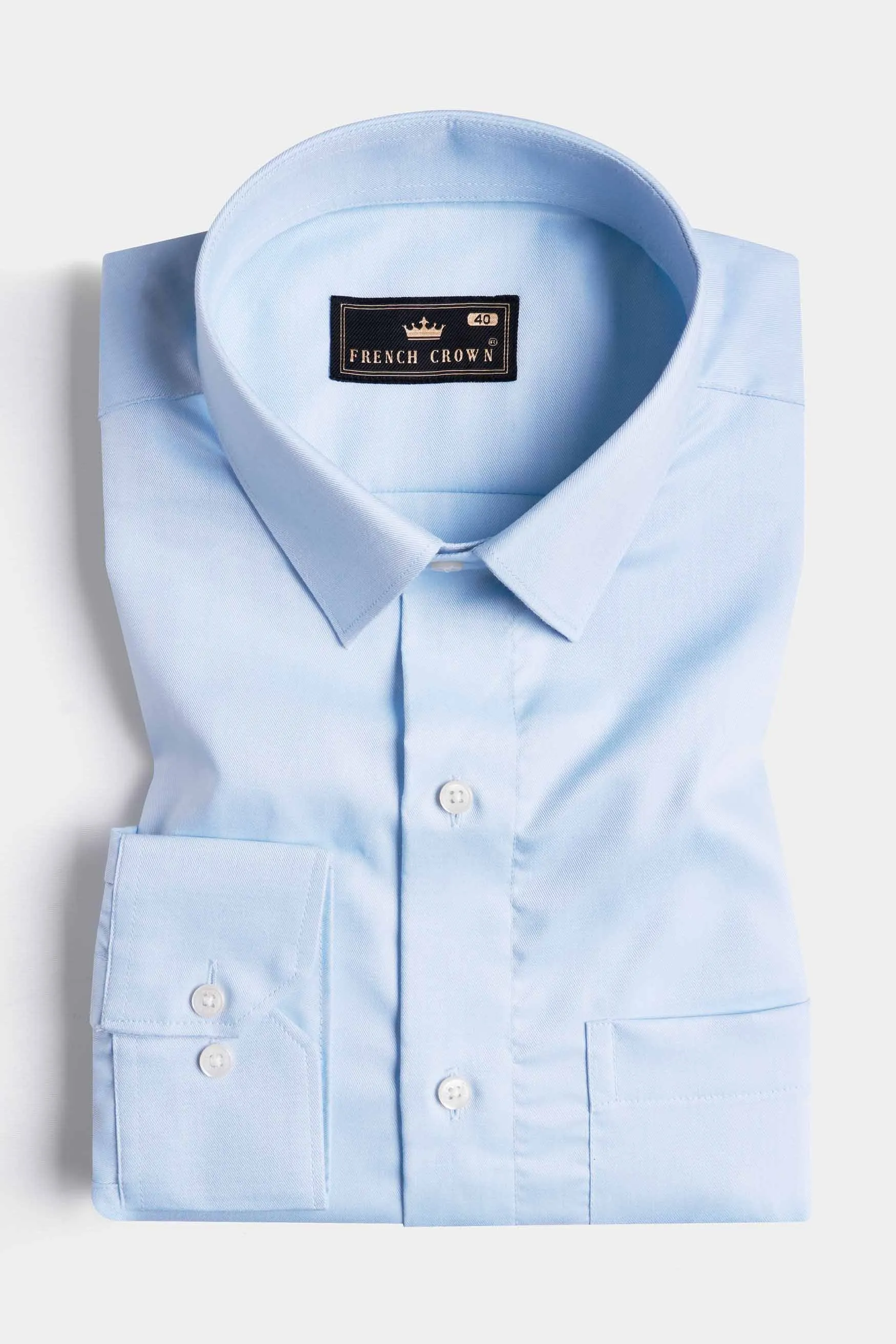 Aqua Blue Twill Premium Cotton Shirt