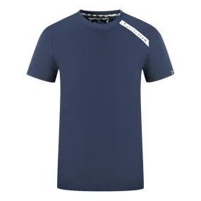 Aquascutum Shoulder Brand Logo Navy Blue T Shirt