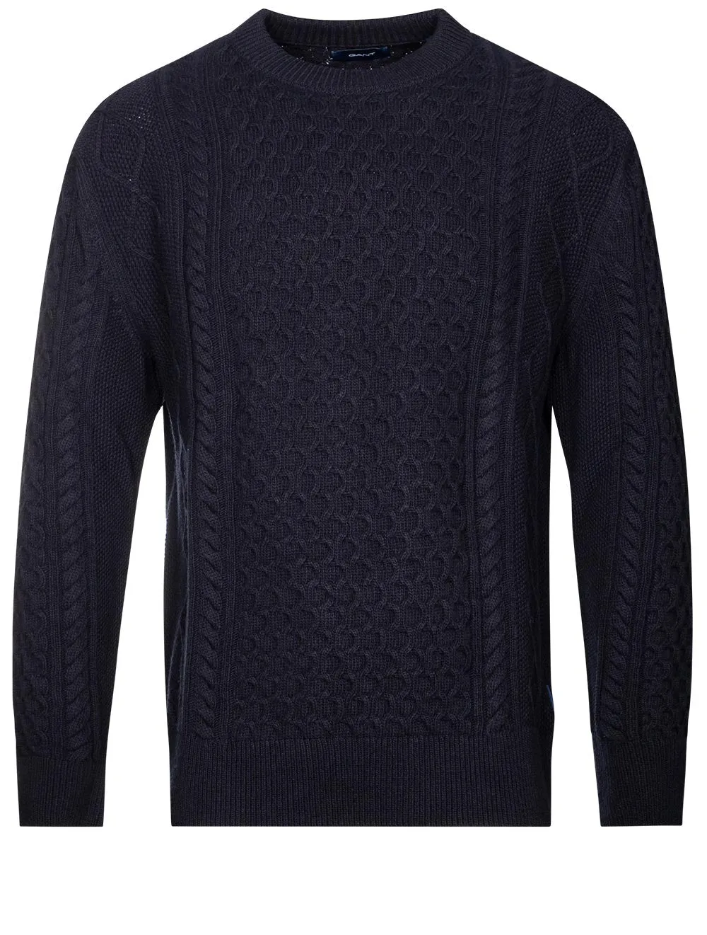 Aran Cable Crew Neck Evening Blue