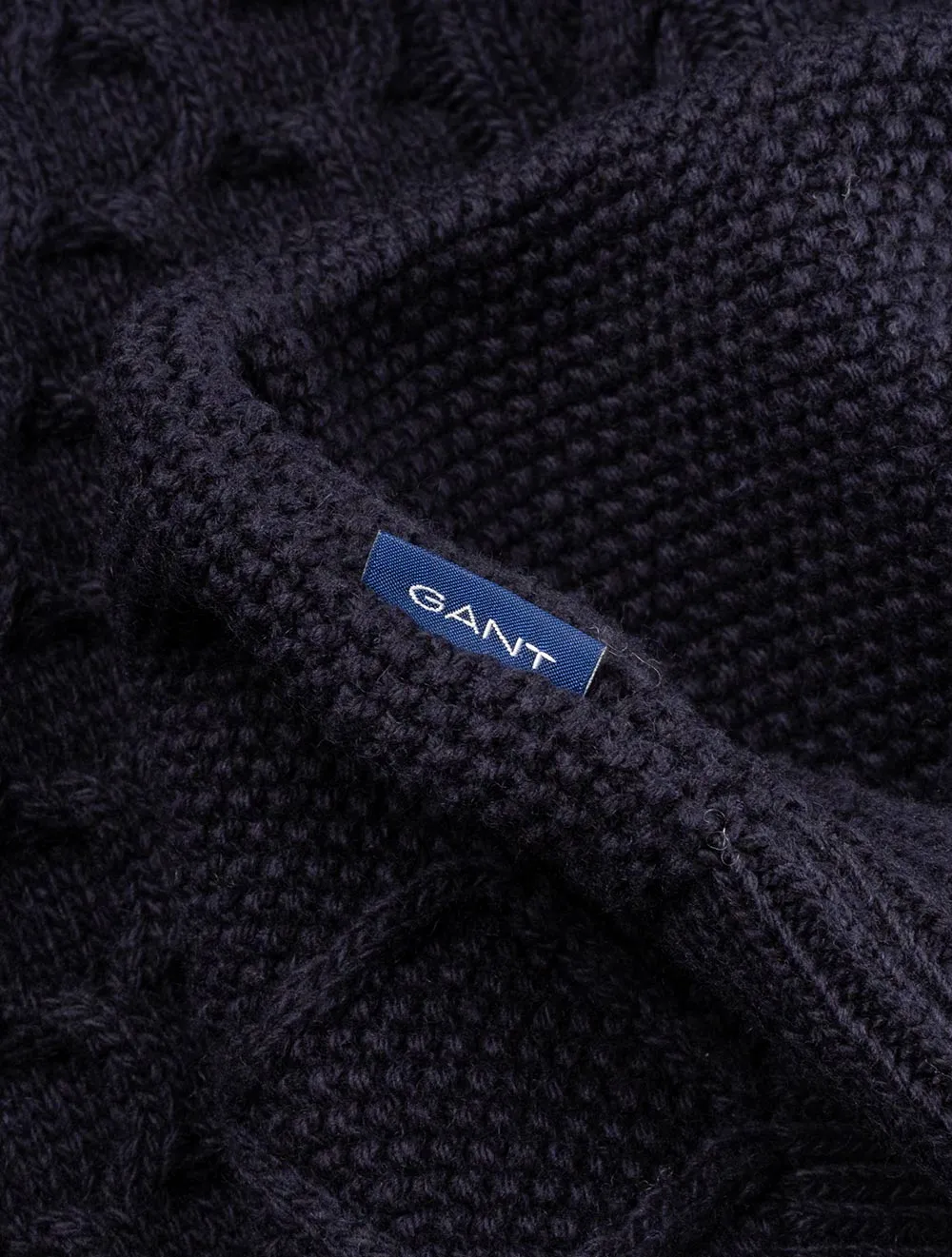 Aran Cable Crew Neck Evening Blue