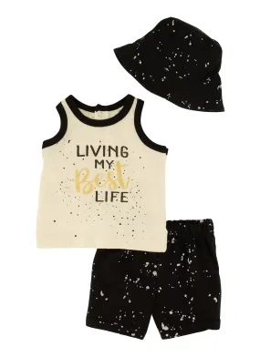 Baby Boys 0-9M Living My Best Life Graphic Tank Top and Shorts