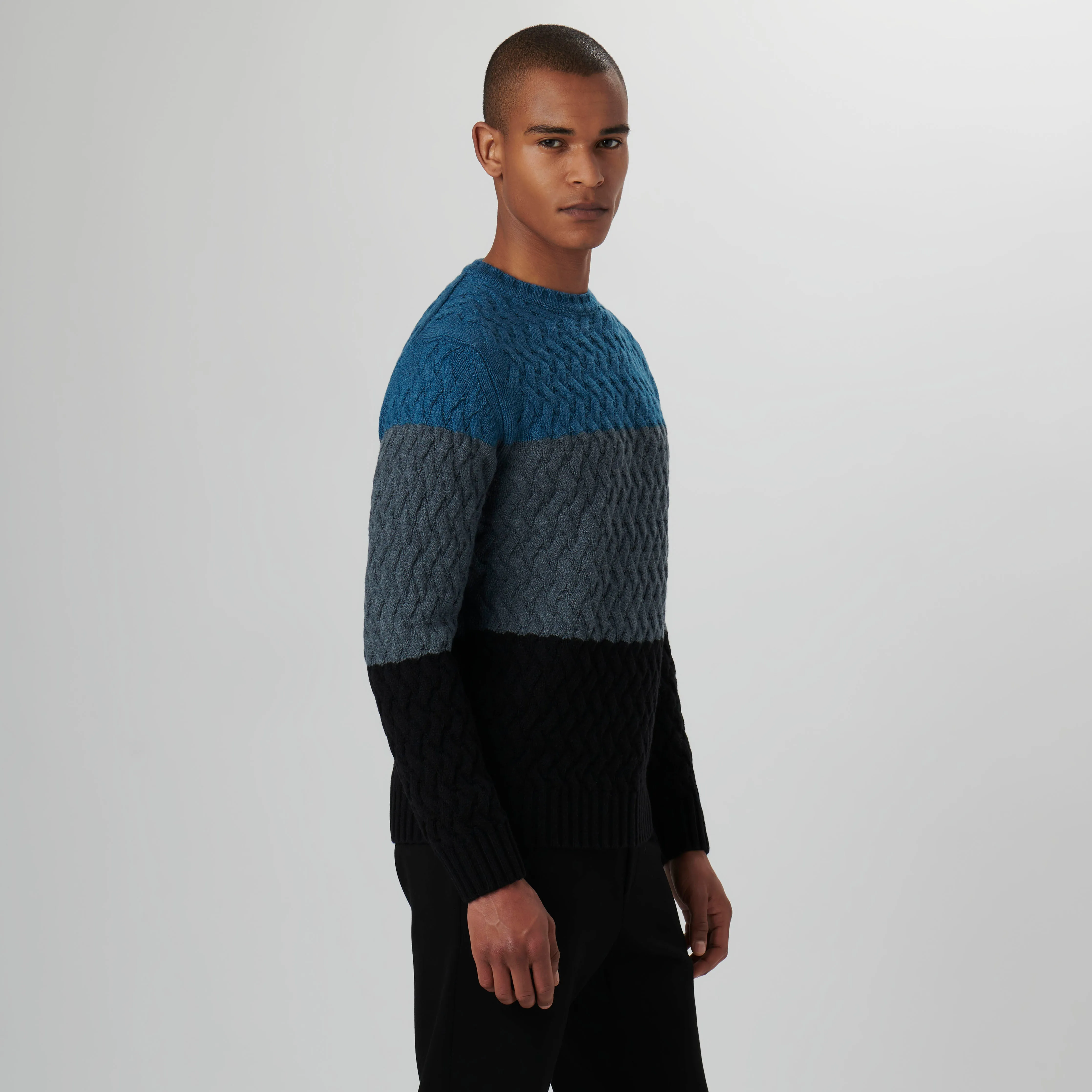 Basketweave Stitch Crew Neck Sweater