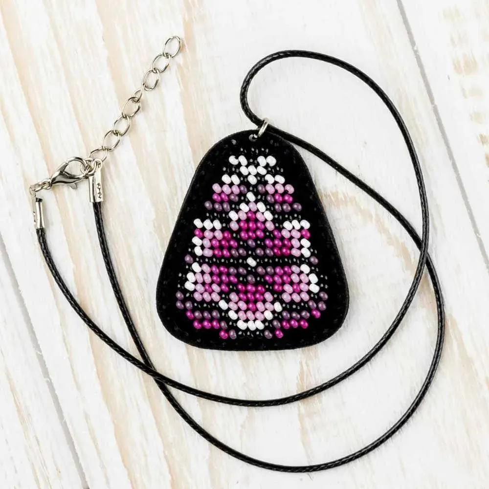 Bead embroidery kit on artificial leather Pendant  FLBB-081