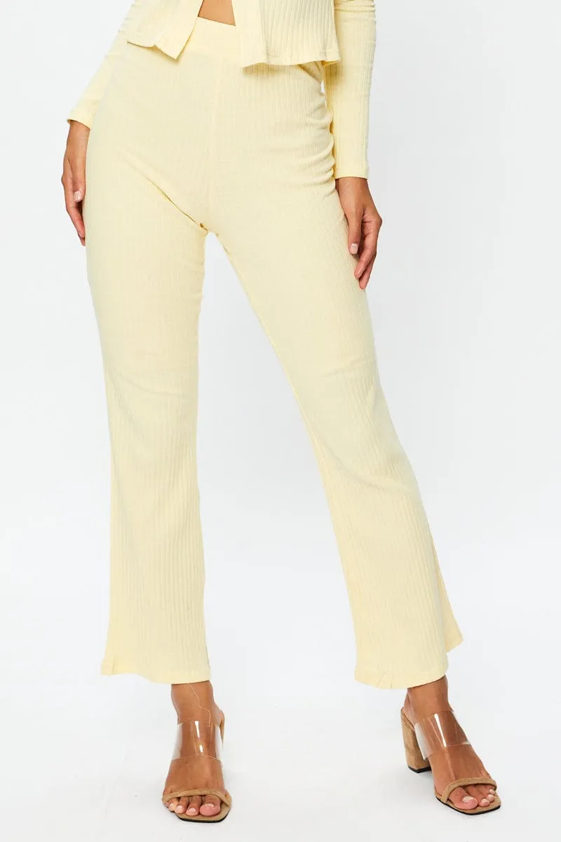 Beige Flare Pants High Rise