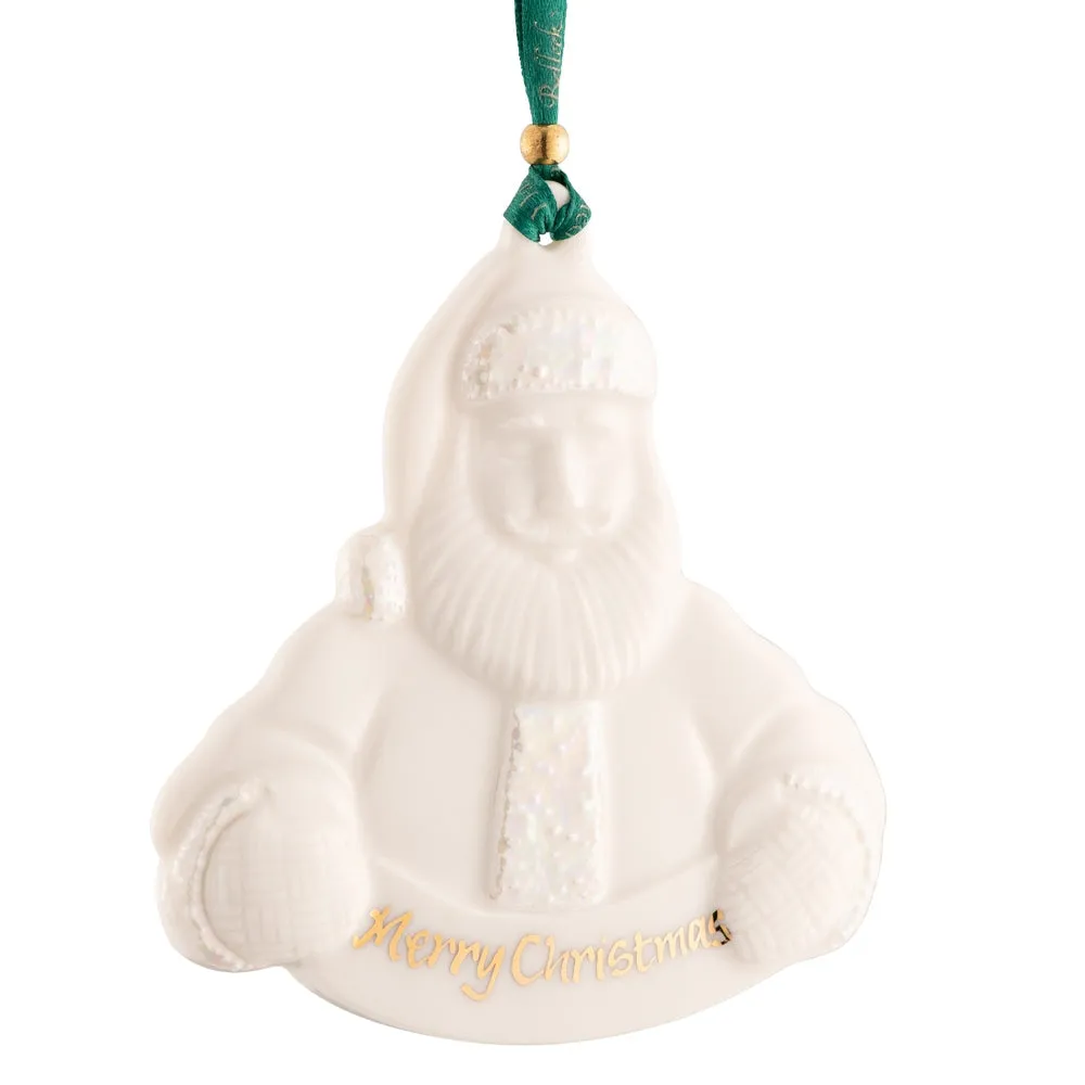 Belleek Classic Santa Claus Merry Christmas Ornament