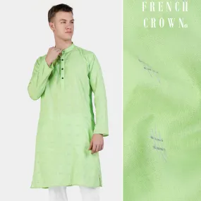 Beryl Green Dobby Textured Premium Giza Cotton Kurta