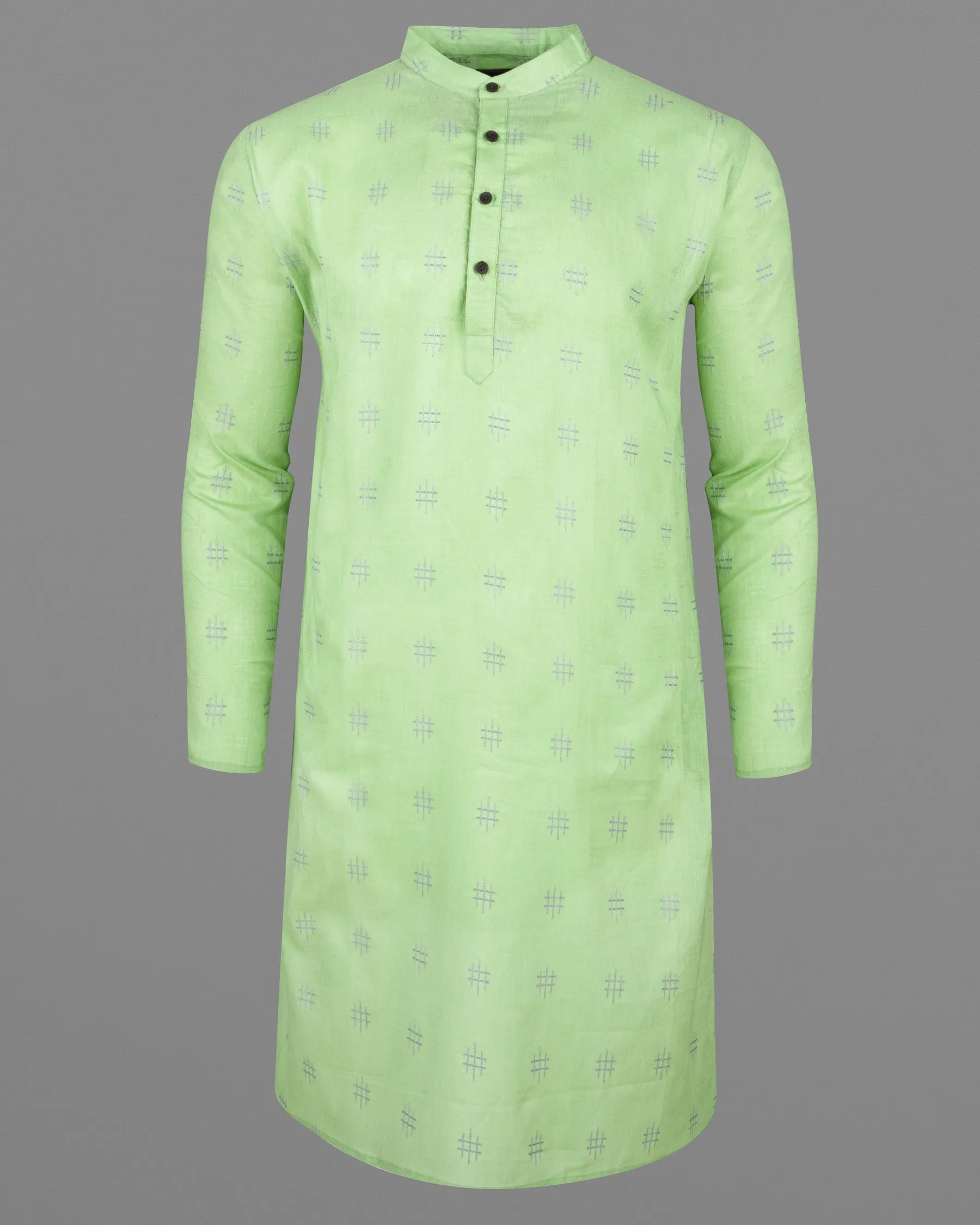 Beryl Green Dobby Textured Premium Giza Cotton Kurta