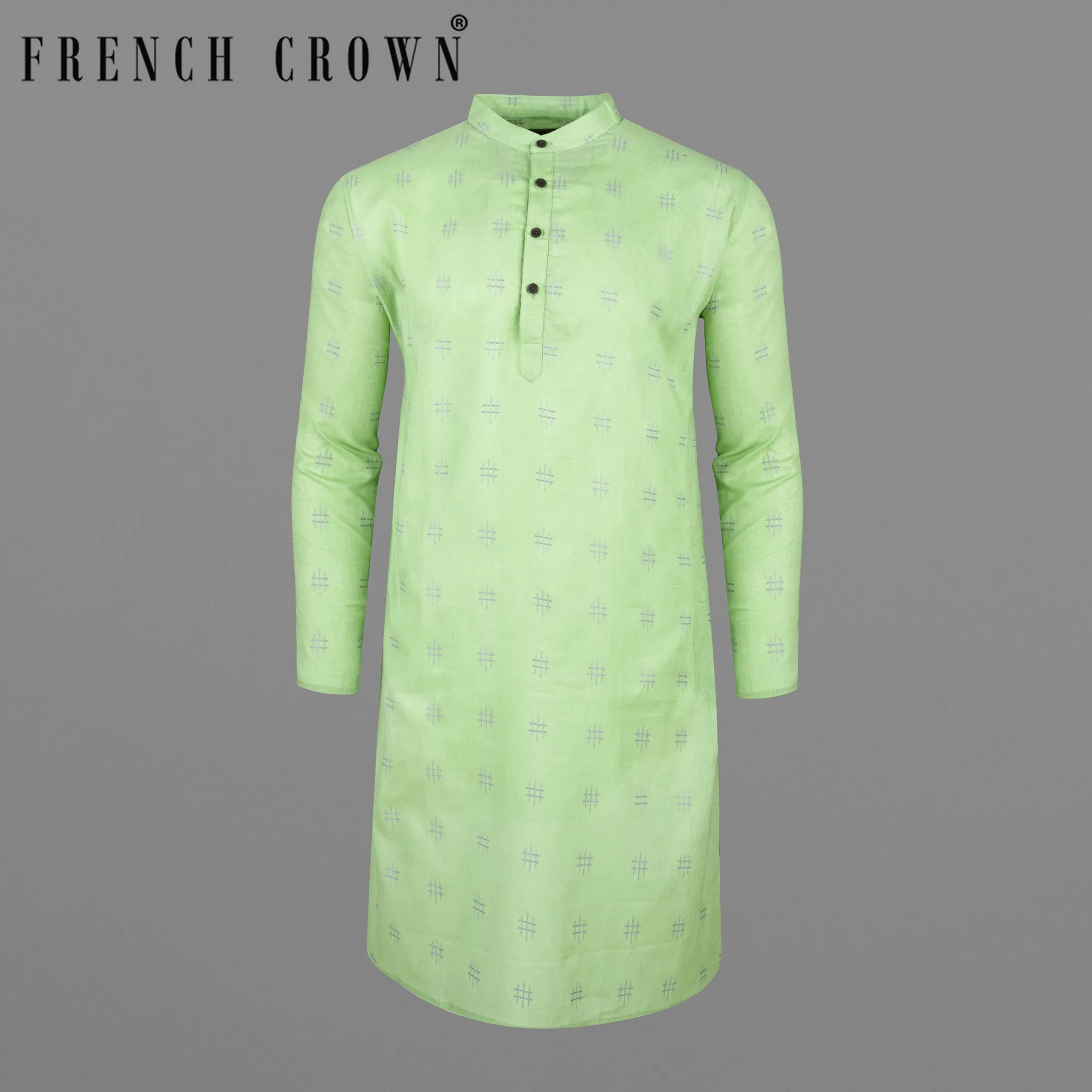 Beryl Green Dobby Textured Premium Giza Cotton Kurta