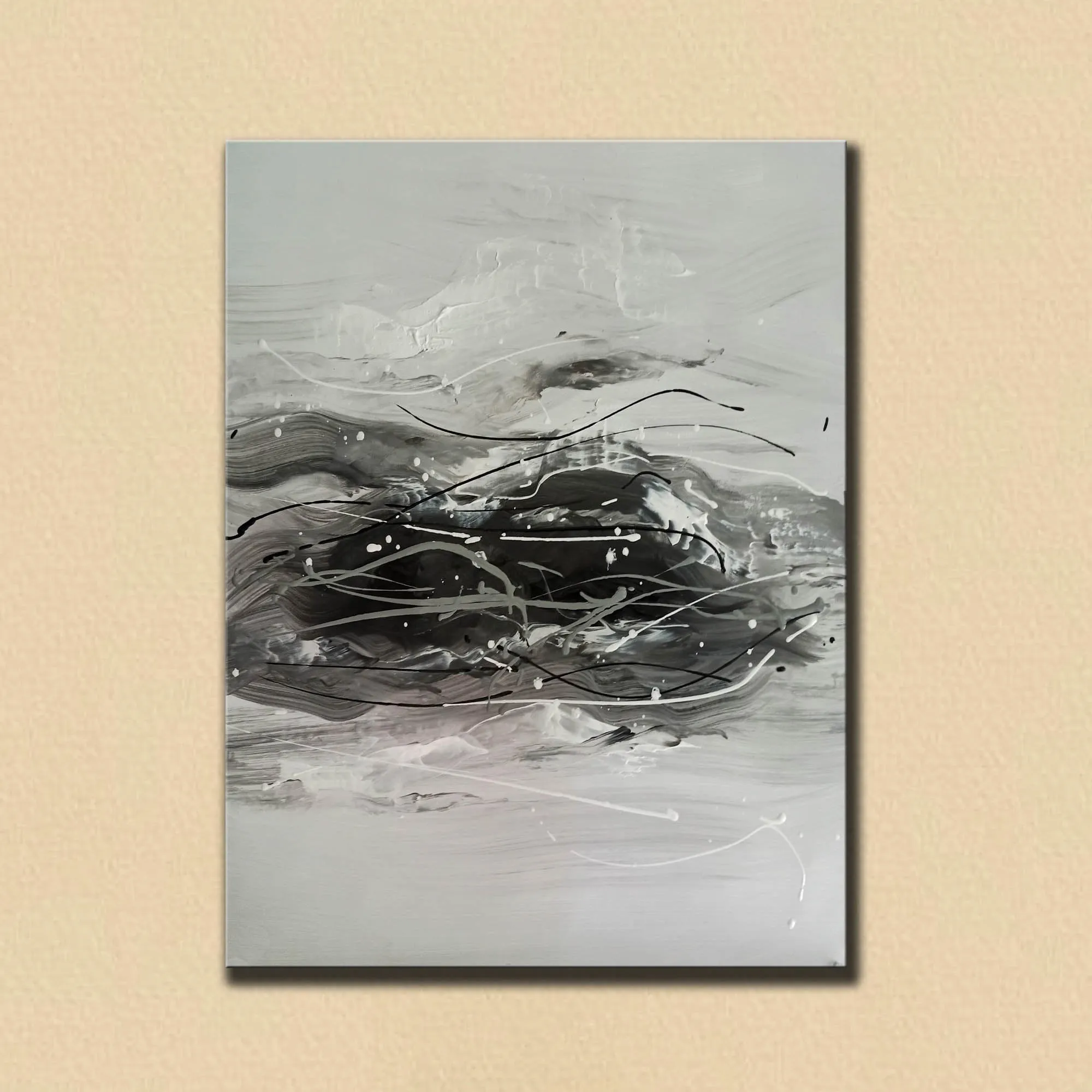 Black And White Abstract Painting Minimalist Painting Cp029