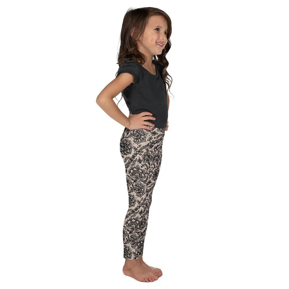 Black Faux Lace Kid's Leggings