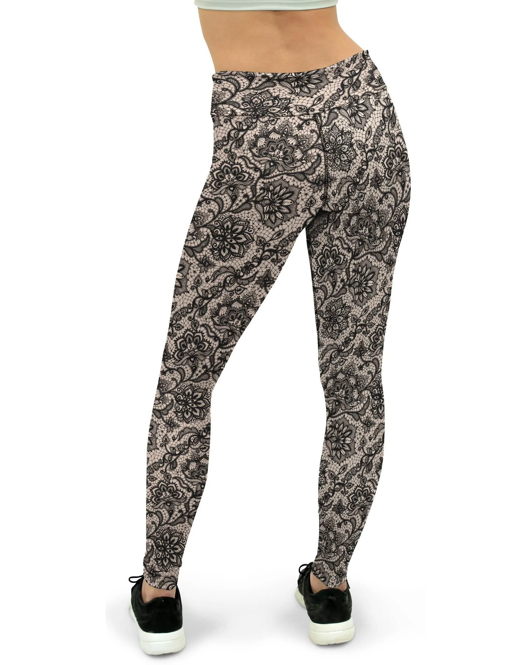 Black Faux Lace Yoga Pants