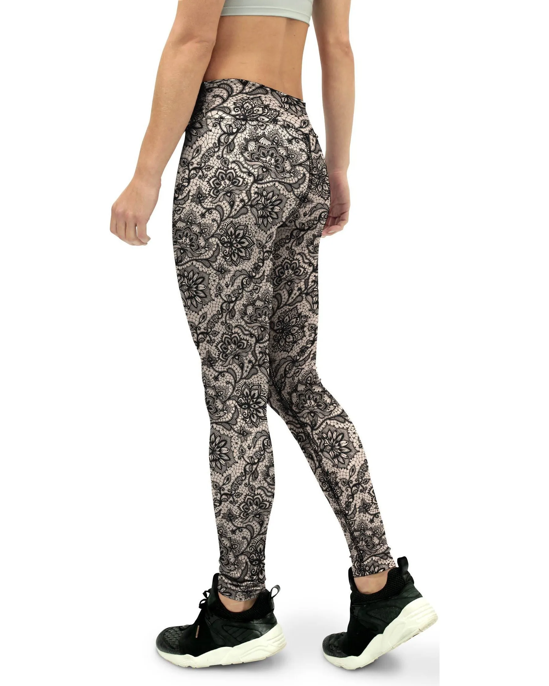 Black Faux Lace Yoga Pants