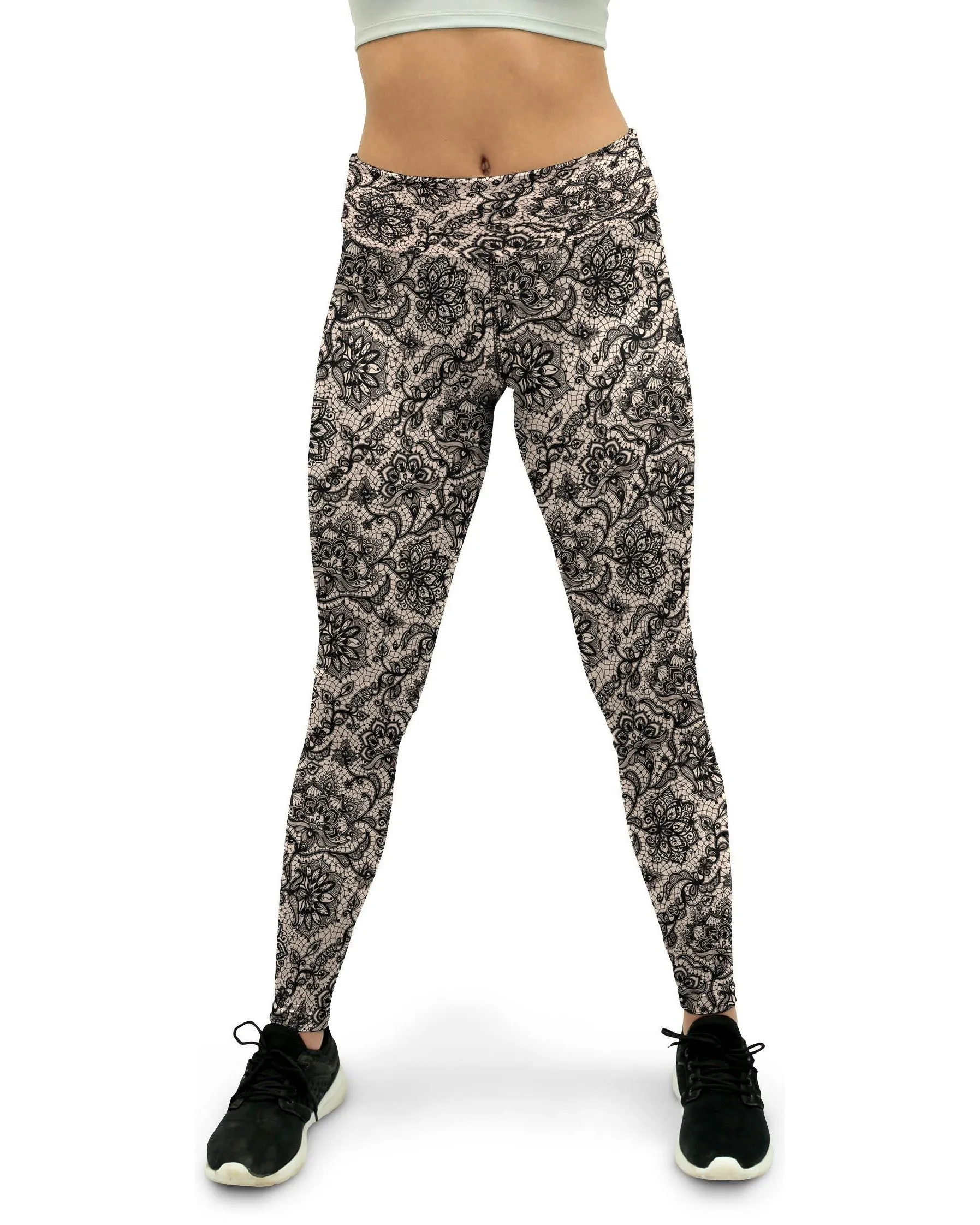 Black Faux Lace Yoga Pants