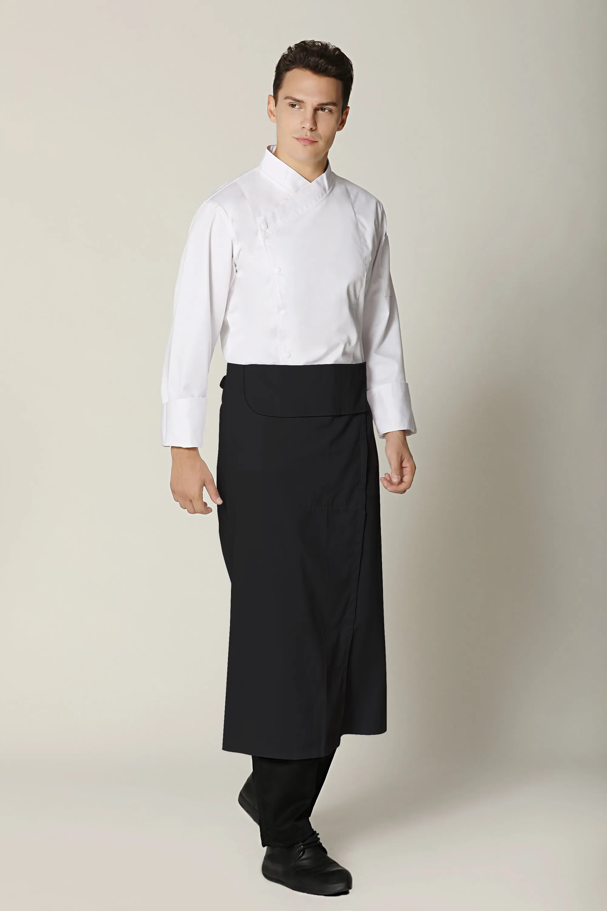 Black Flap Chef Apron with Slit