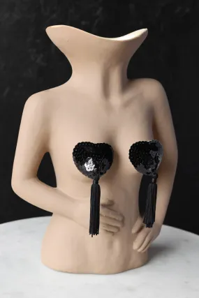 Black Heart Sequin Nipple Tassels